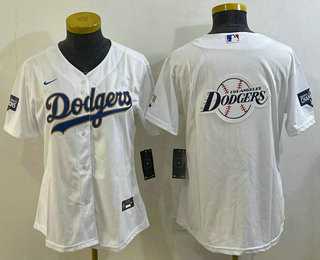 Womens Los Angeles Dodgers Big Logo White Gold Championship Stitched MLB Cool Base Nike Jersey->mlb womens jerseys->MLB Jersey
